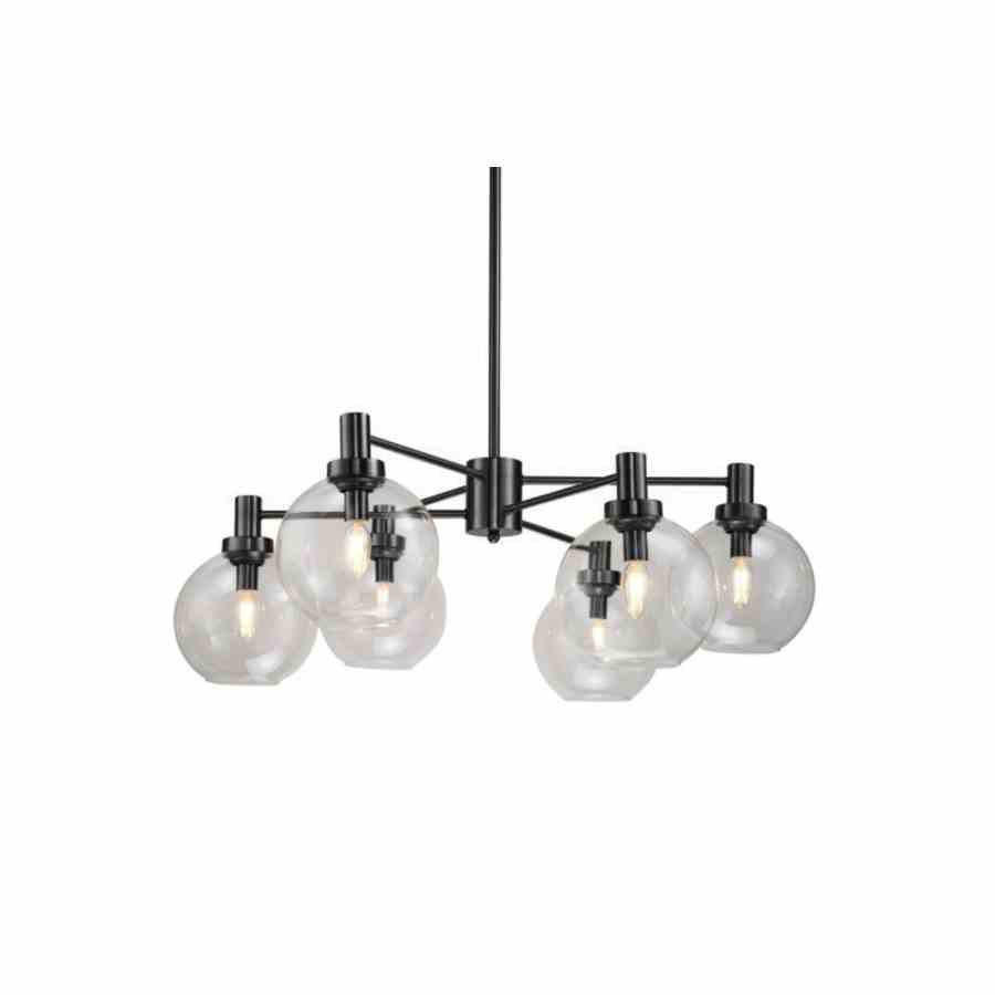 Bilde av Taklampe McAllan black metal and clear glass