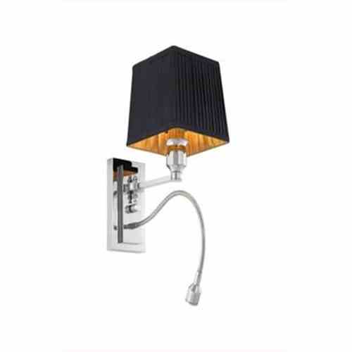 Bilde av Vegg lampe Morgan Nickel/black skjerm+leselys
