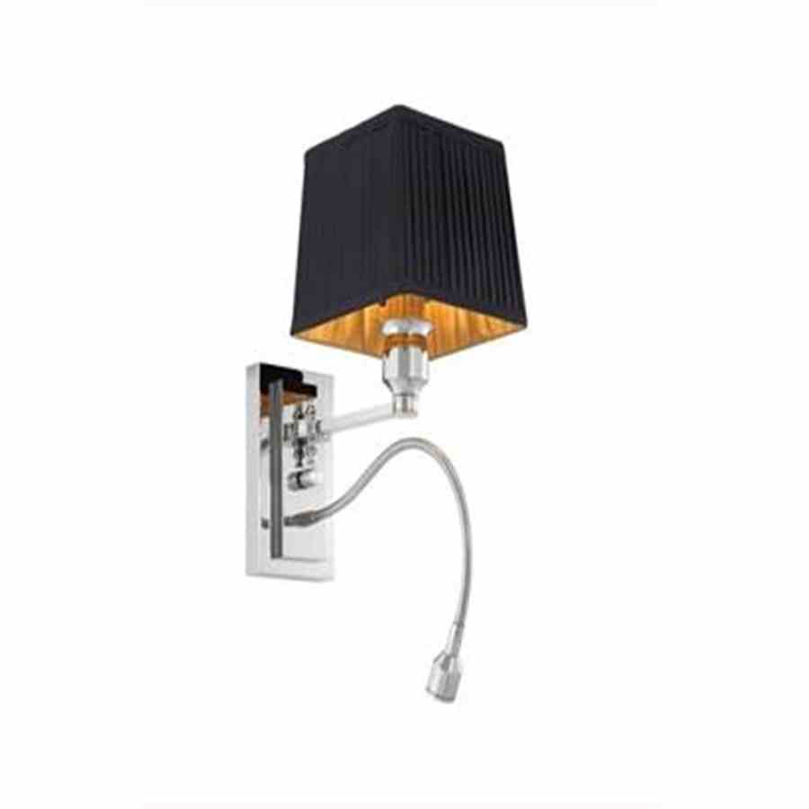 Bilde av Vegg lampe Morgan Nickel/black skjerm+leselys