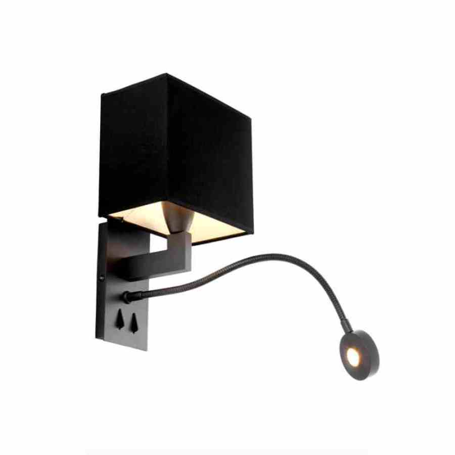 Bilde av Vegg lampe Arizona Black/white skjerm+leselys
