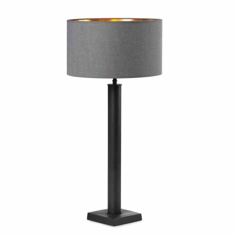 Bilde av Bordlampe Weston Black Skjerm rund lin sober/gull
