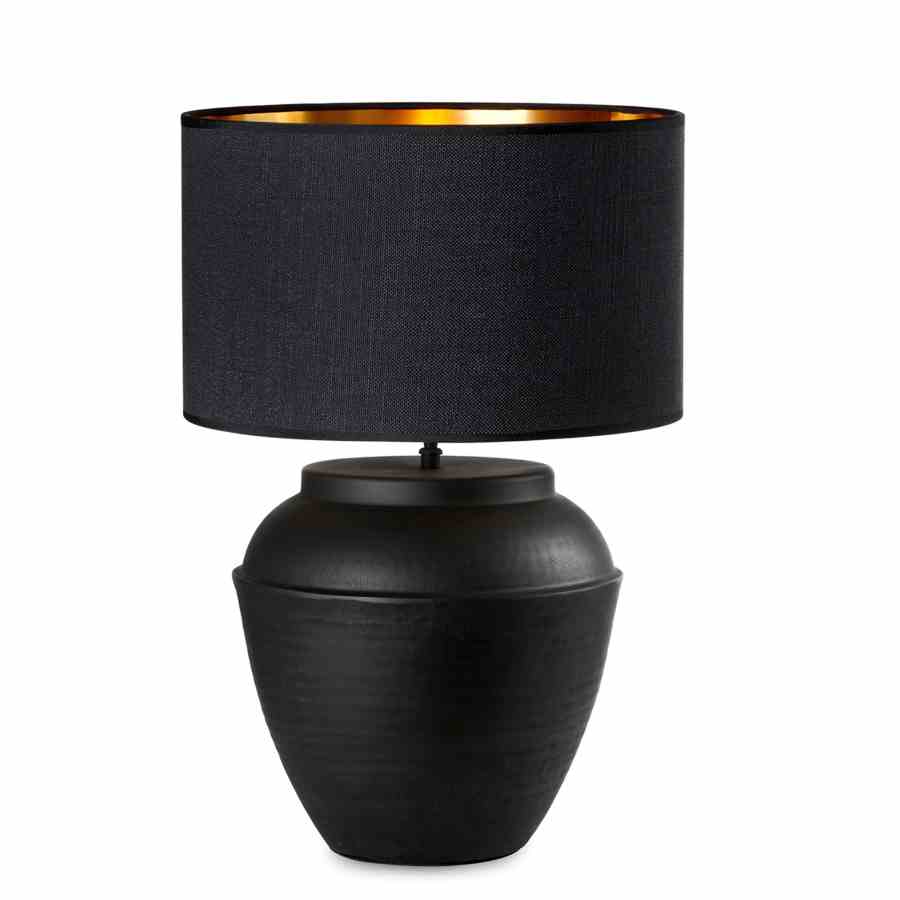 Bilde av Bordlampe Westchester Black Skjerm rund lin sort /