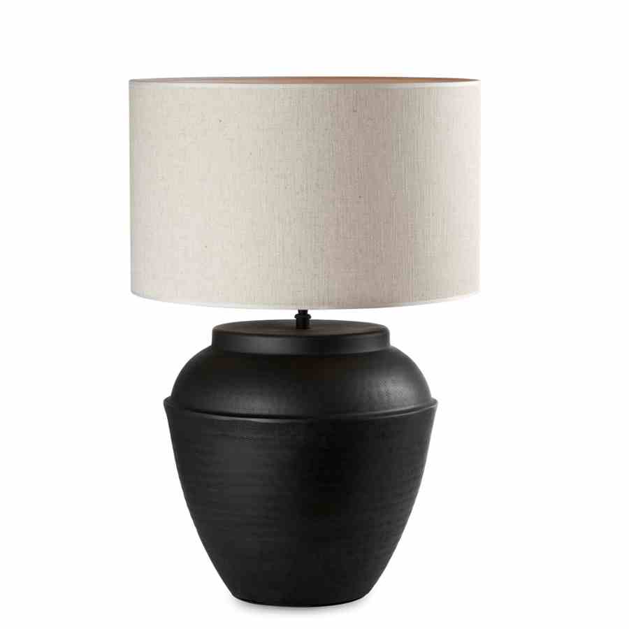 Bilde av Bordlampe Westchester Black Skjerm rund lin sand /