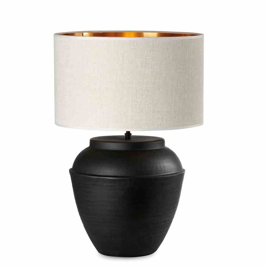 Bilde av Bordlampe Westchester Black Skjerm rund lin Sand/gul