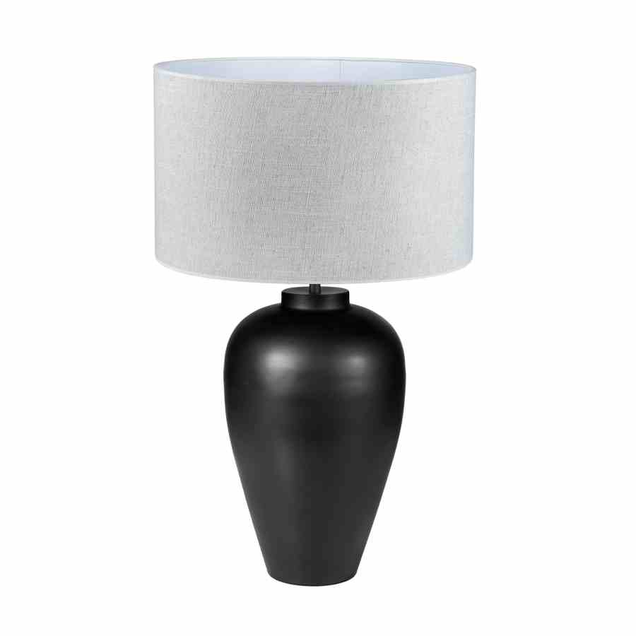 Bilde av Bordlampe Brandon Black Lampeskjerm lin Sand/White