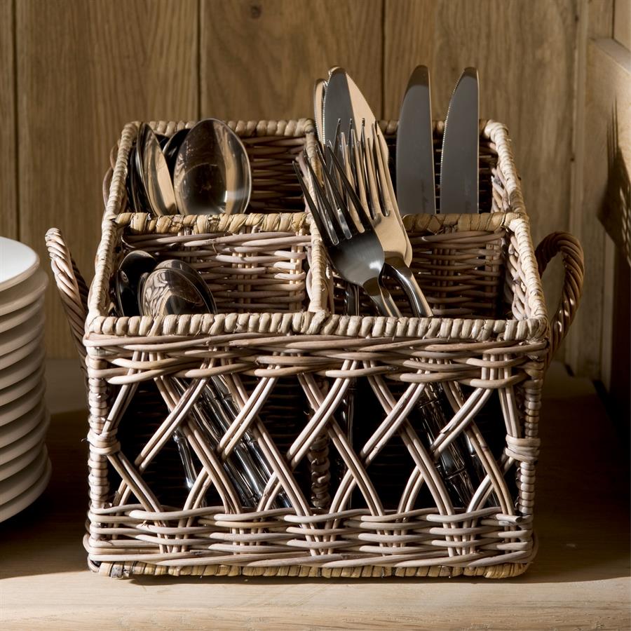 Rustic Rattan Couvert Basket Square - Bilde 3