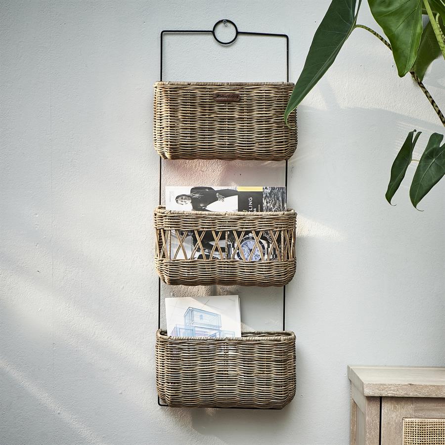 Rustic Rattan Wall Rack - Bilde 2