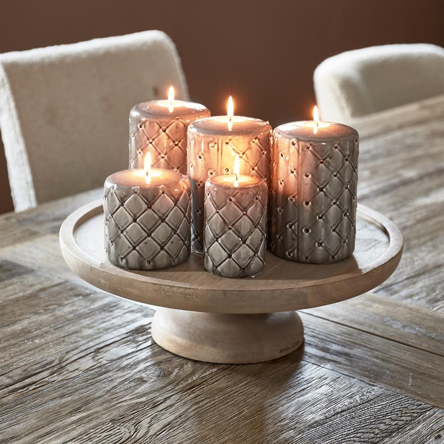 Pillar Candle Padded flax 7x10 - Bilde 6