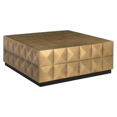 Coffee table Collada brushed gold incl. glass top