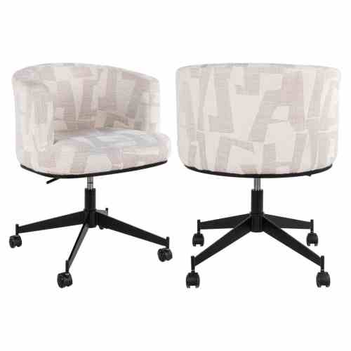 Dining chair Rochenne beige graffic swivel on wheels