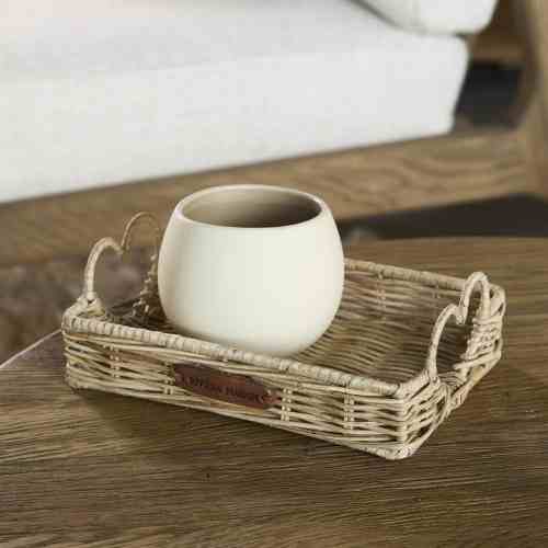 Rustic Rattan Happy Heart Mini Tray
