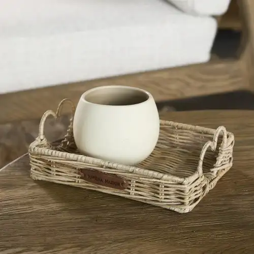 Rustic Rattan Happy Heart Mini Tray