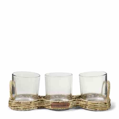 Rustic Rattan Triple Votive