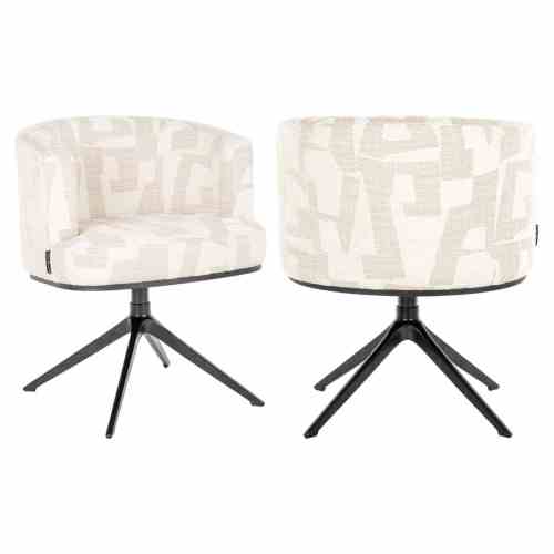 Dining chair Cheyenne beige graffic swivel