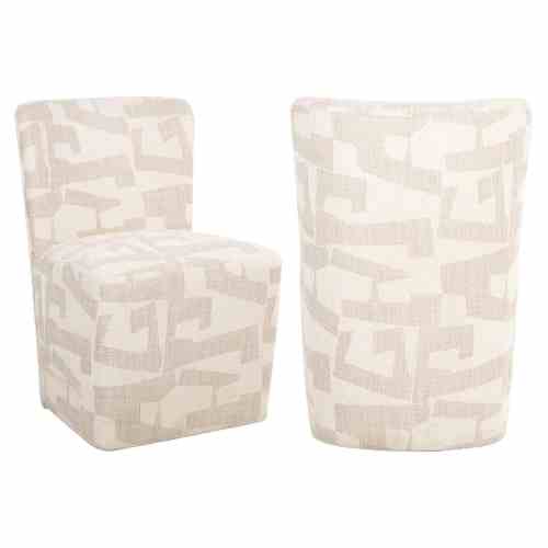 Dining chair Lorain beige graffic on wheels