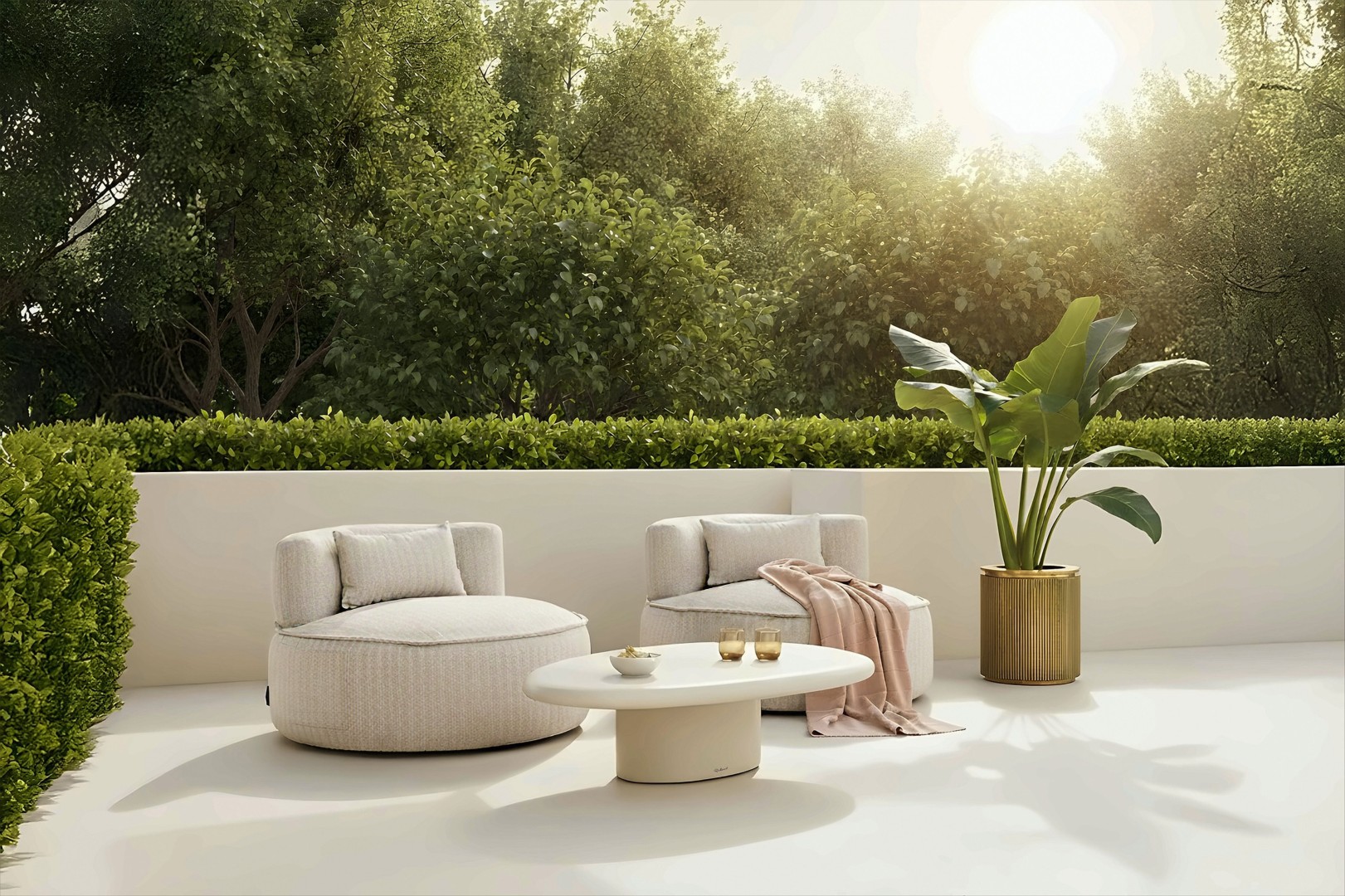 Outdoor lounge chair Nammos beige swivel - Bilde 11