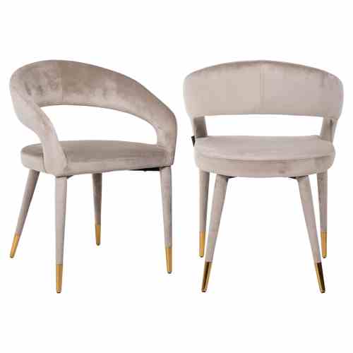 Dining chair Gia khaki velvet fire retardant