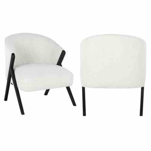 Lounge chair Mia white bouclé