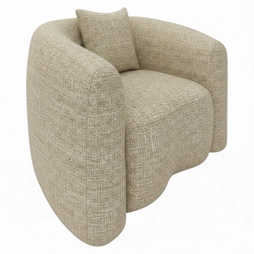Lounge chair Luxandra sand tweed fire retardant