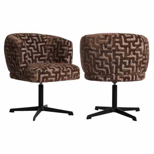 Dining chair Dinan brown labyrinth fire retardant - swivel