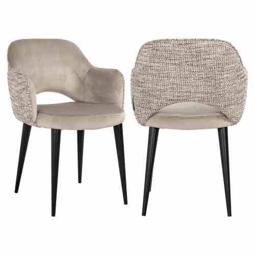 Dining chair Giovanna trendy nature / khaki velvet fire retardant