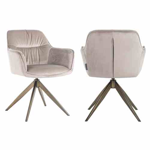 Dining chair Aline khaki velvet swivel fire retardant