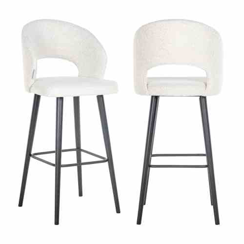 Bar stool Savoy white bouclé
