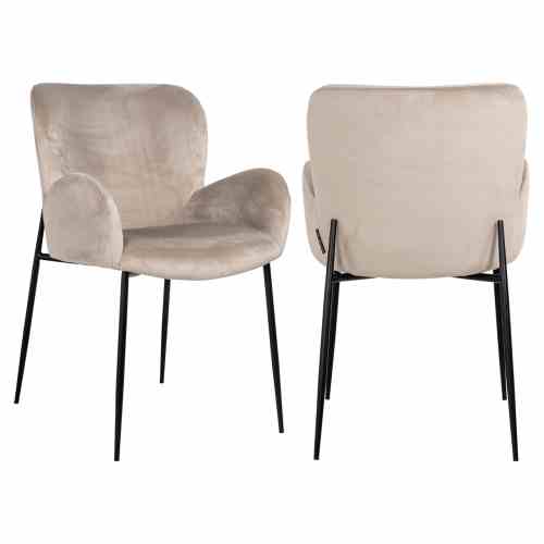 Dining chair Amber khaki velvet fire retardant